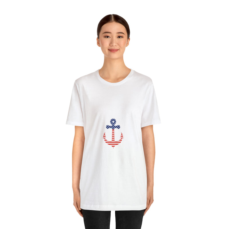 American Flag Anchor Short Sleeve Tee - Patriotic Clothing - Made in the USA