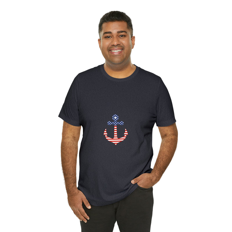 American Flag Anchor Short Sleeve Tee - Patriotic Clothing - Made in the USA