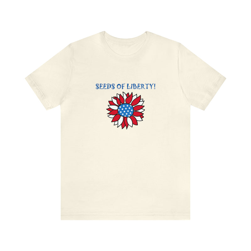 Seeds of Liberty Patriotic Sunflower Jersey Short Sleeve Tee - Soft & Comfortable - Patriotic Clothing - Made in the USA