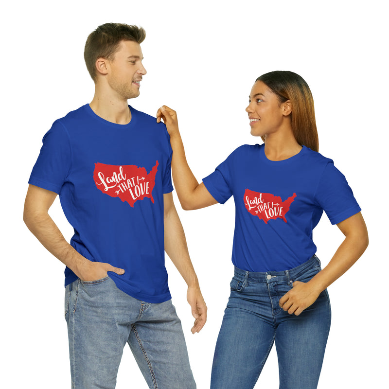 Land That I Love USA Map Jersey Short Sleeve Tee - Soft & Comfortable - Patriotic Clothing - Made in the USA