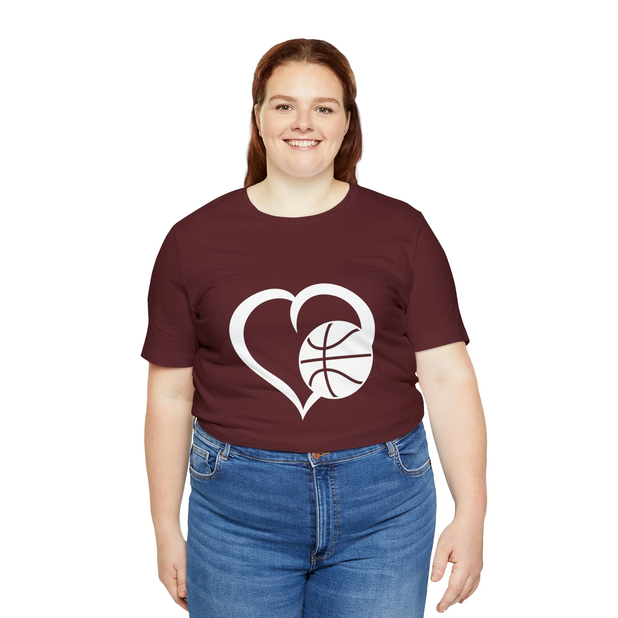 Basketball Heart Short-Sleeve Tee - Cute & Stylish T-Shirt for Basketball Lovers - Soft & Comfortable