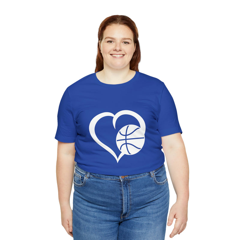 Basketball Heart Short-Sleeve Tee - Cute & Stylish T-Shirt for Basketball Lovers - Soft & Comfortable - Made in the USA