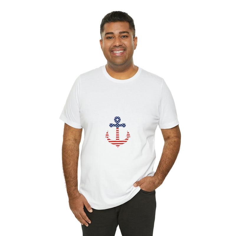 American Flag Anchor Short Sleeve Tee - Patriotic Clothing - Made in the USA