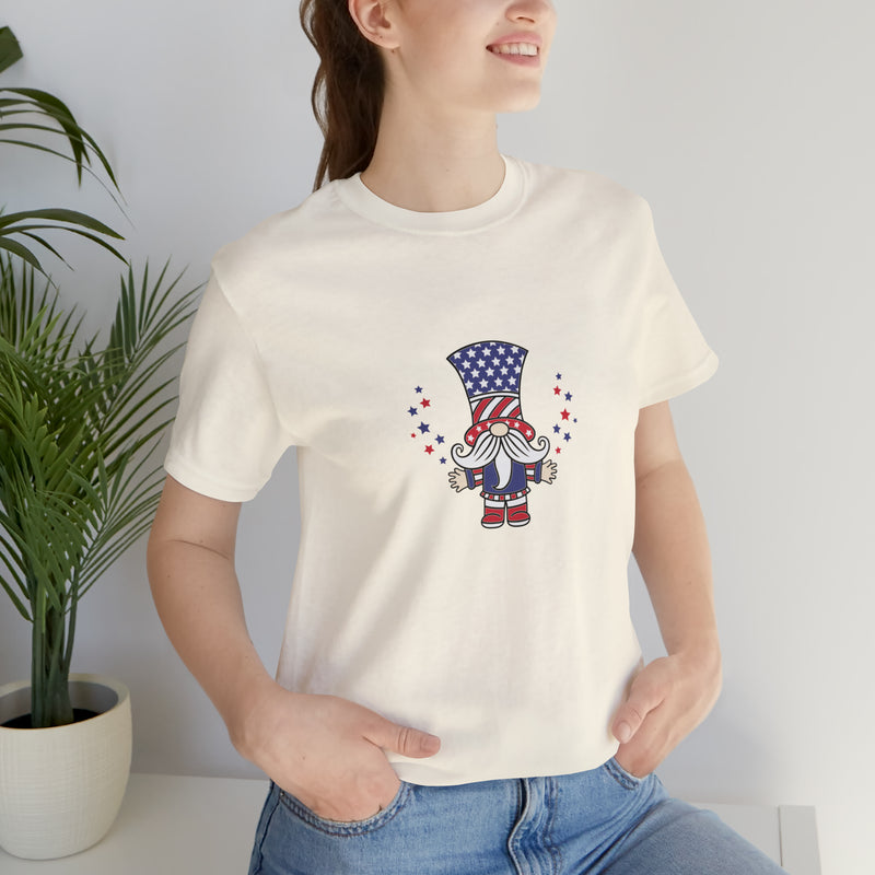 4th of July Patriotic Gnome Jersey Short Sleeve Tee - Soft & Comfortable - Made in the USA