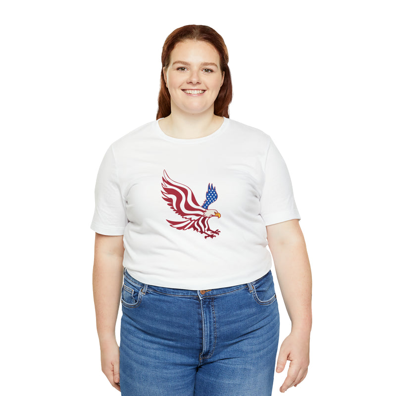 American Flag Bald Eagle Short Sleeve Tee - Soft & Comfortable - Patriotic Clothing - Made in the USA