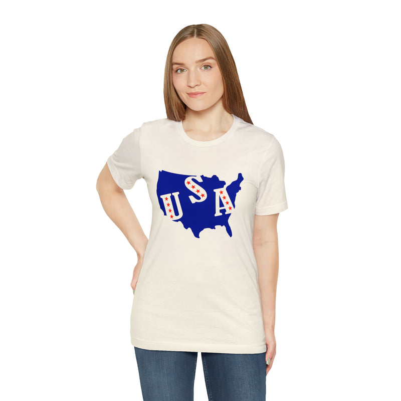 4th of July USA Jersey Short Sleeve Tee - Soft & Comfortable - Patriotic Clothing - Made in the USA