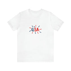 USA Heart Firework Jersey Short Sleeve Tee - Patriotic Clothing - Made in the USA