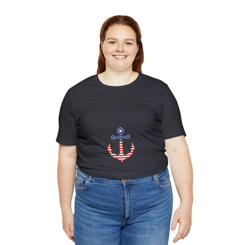 American Flag Anchor Short Sleeve Tee - Patriotic Clothing - Made in the USA