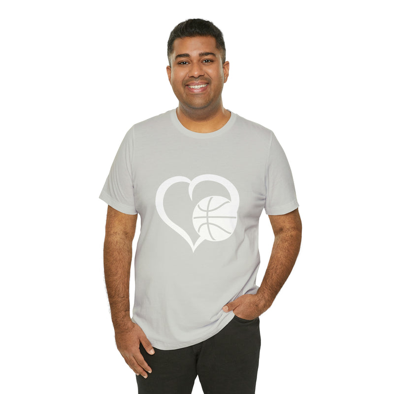 Basketball Heart Short-Sleeve Tee - Cute & Stylish T-Shirt for Basketball Lovers - Soft & Comfortable - Made in the USA