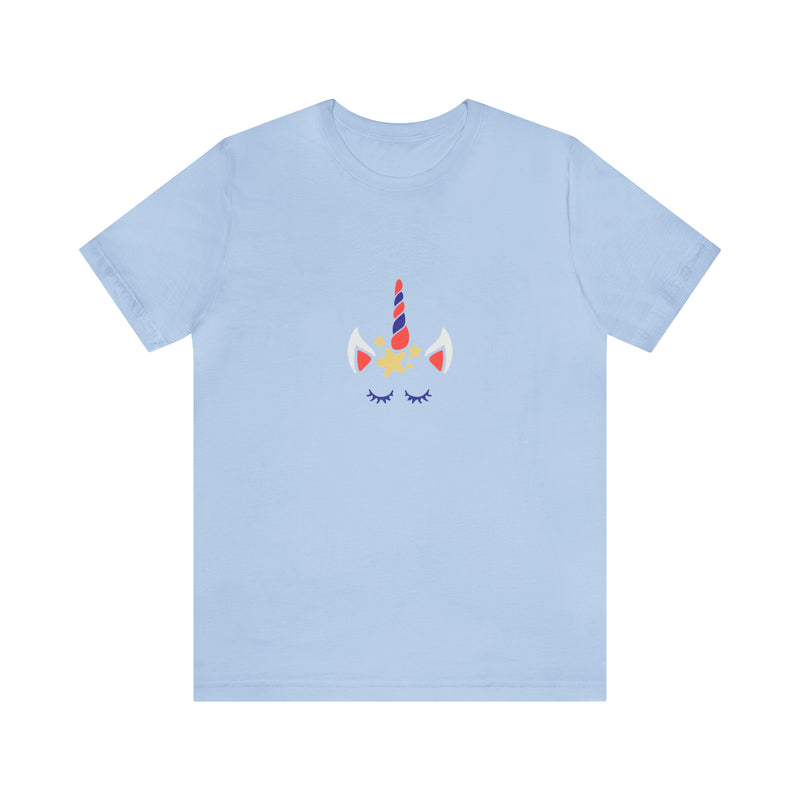 4th of July Unicorn with Stars Jersey Short Sleeve Tee - Soft & Comfortable - Patriotic Clothing - Made in the USA