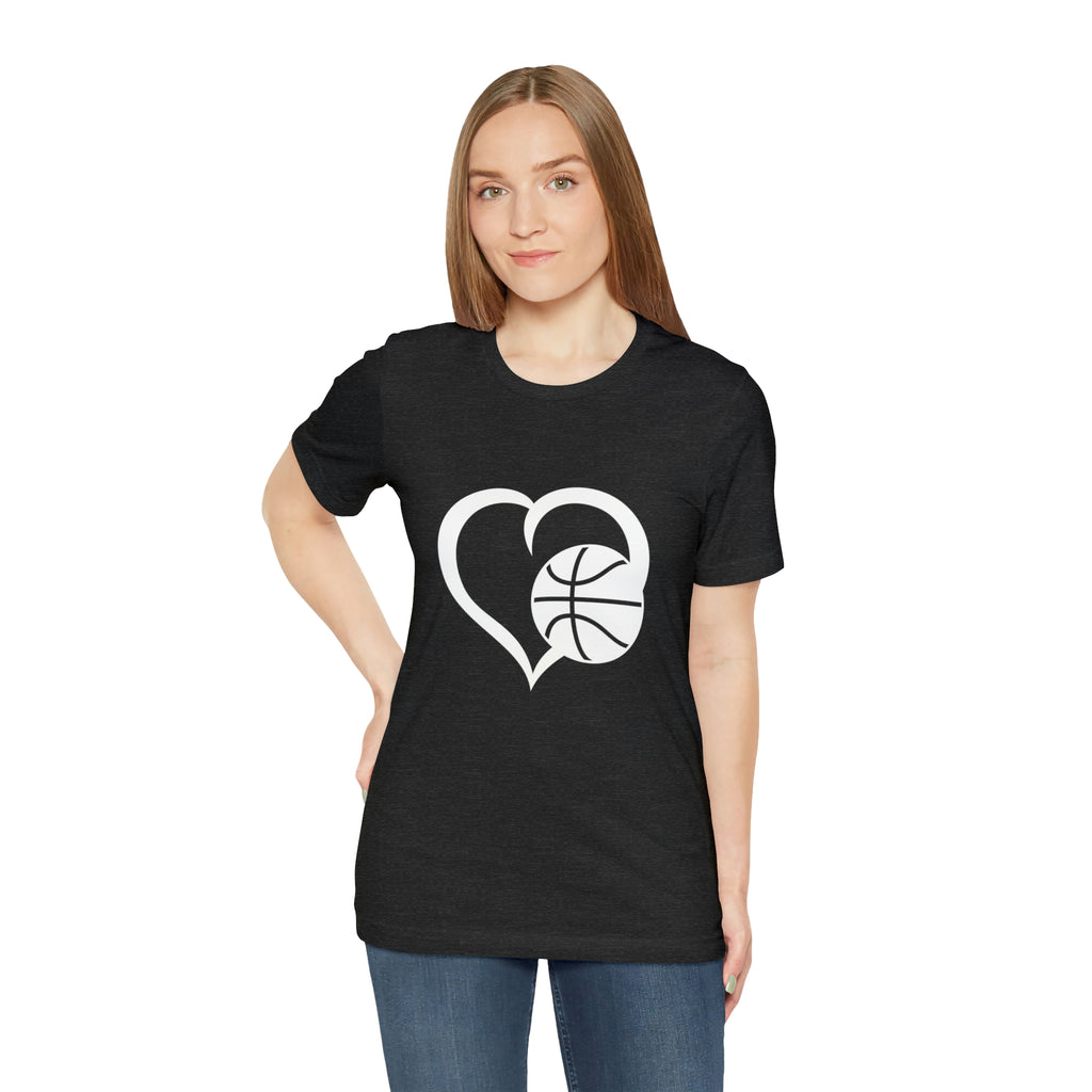 Basketball Heart Short-Sleeve Tee - Cute & Stylish T-Shirt for Basketball Lovers - Soft & Comfortable