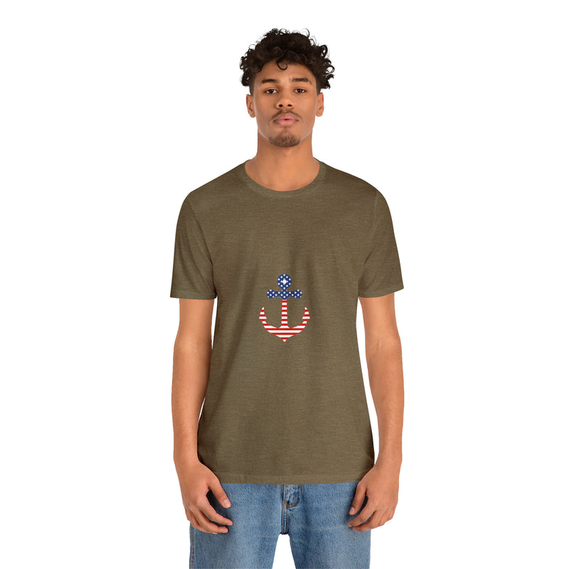 American Flag Anchor Short Sleeve Tee - Patriotic Clothing - Made in the USA