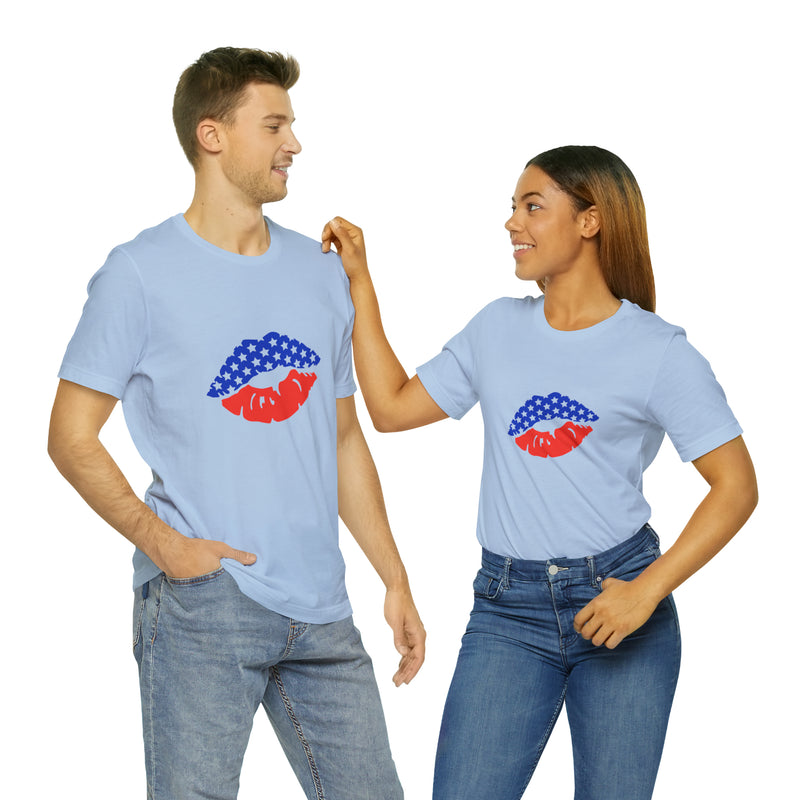 American Lips Short Sleeve Tee - Soft & Comfortable - Patriotic Clothing - Made in the USA