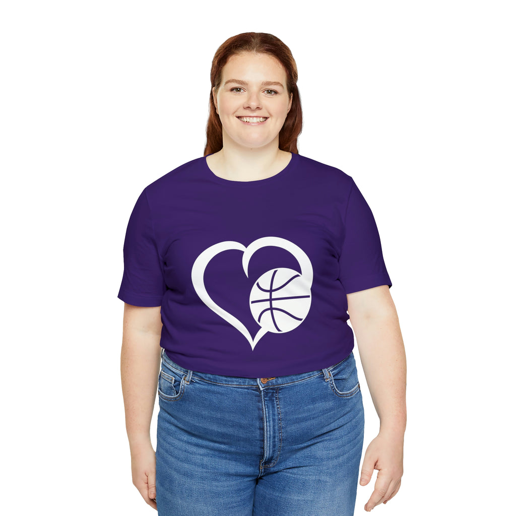 Basketball Heart Short-Sleeve Tee - Cute & Stylish T-Shirt for Basketball Lovers - Soft & Comfortable