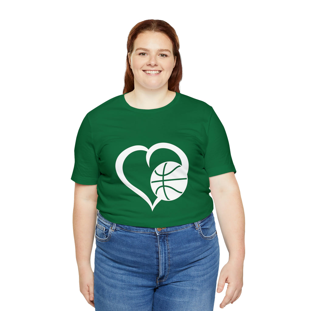 Basketball Heart Short-Sleeve Tee - Cute & Stylish T-Shirt for Basketball Lovers - Soft & Comfortable