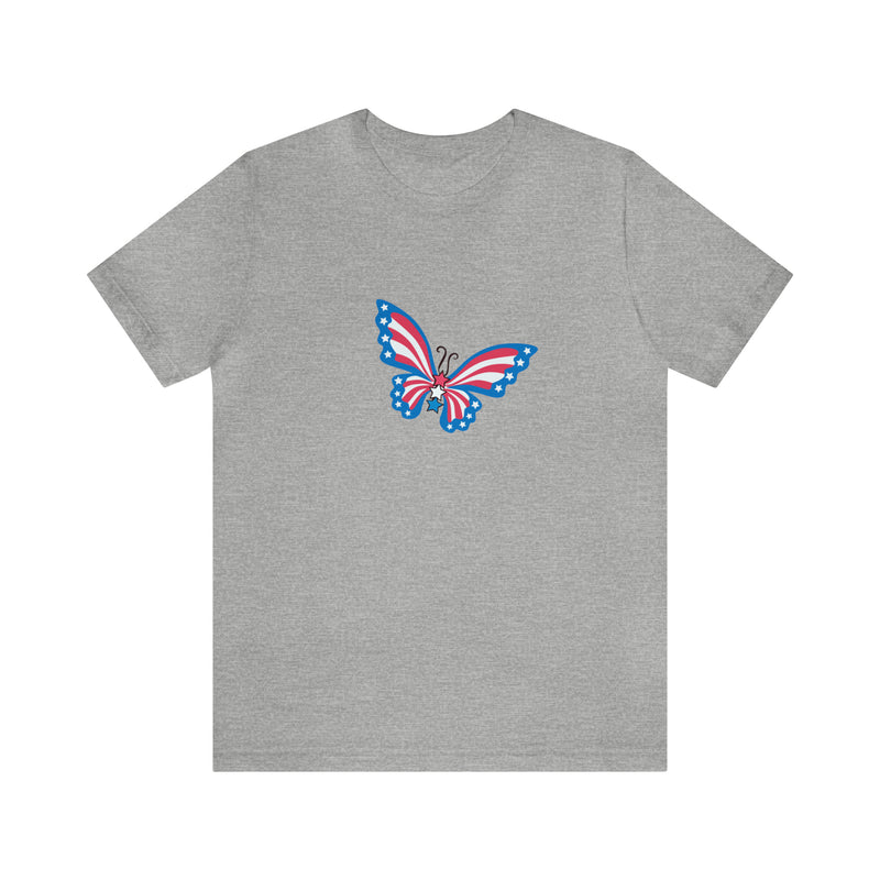 Patriotic Butterfly Jersey Short Sleeve Tee - Soft & Comfortable - Patriotic Clothing - Made in the USA