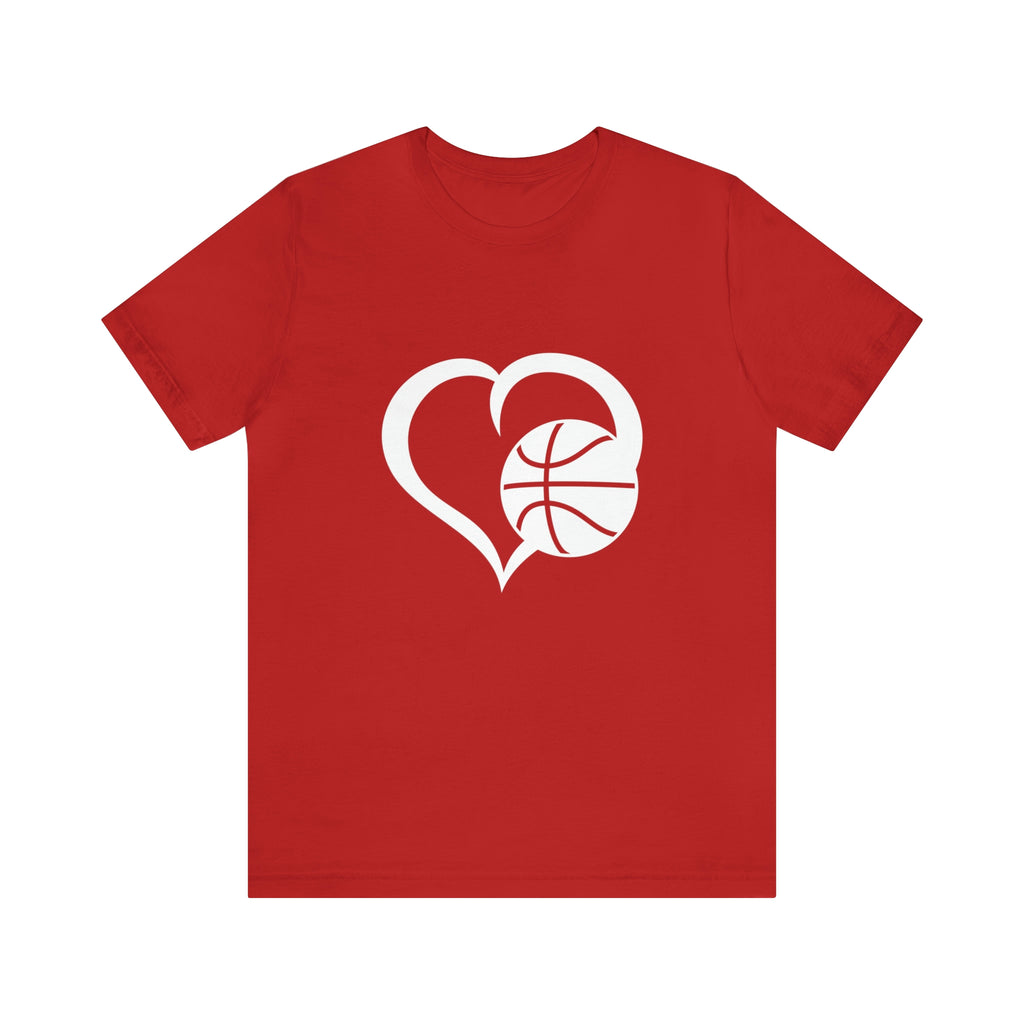Basketball Heart Short-Sleeve Tee - Cute & Stylish T-Shirt for Basketball Lovers - Soft & Comfortable