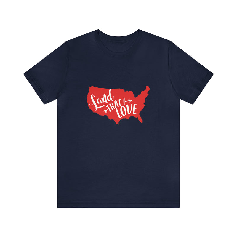 Land That I Love USA Map Jersey Short Sleeve Tee - Soft & Comfortable - Patriotic Clothing - Made in the USA