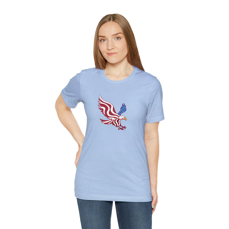 American Flag Bald Eagle Short Sleeve Tee - Soft & Comfortable - Patriotic Clothing - Made in the USA