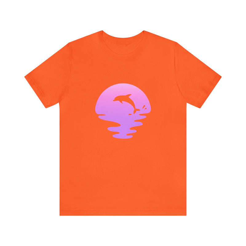 Dolphin Sunset Jersey Short-Sleeve Tee - Ocean Inspired T-Shirt for Women & Men - Soft & Comfortable - Made in the USA