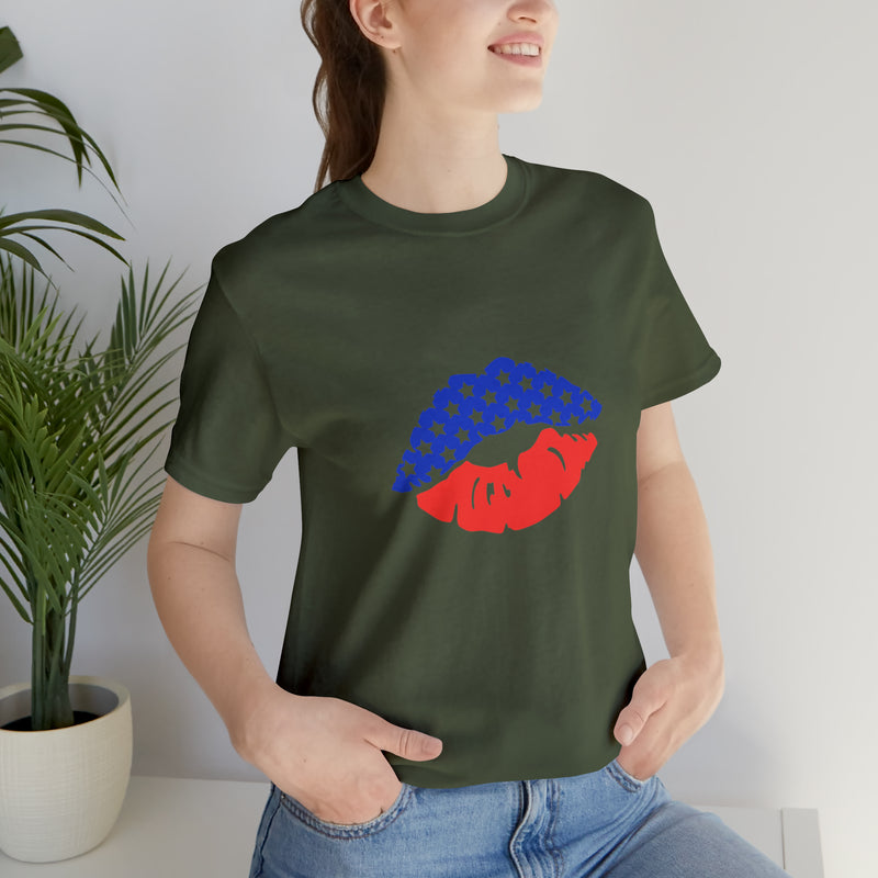 American Lips Short Sleeve Tee - Soft & Comfortable - Patriotic Clothing - Made in the USA