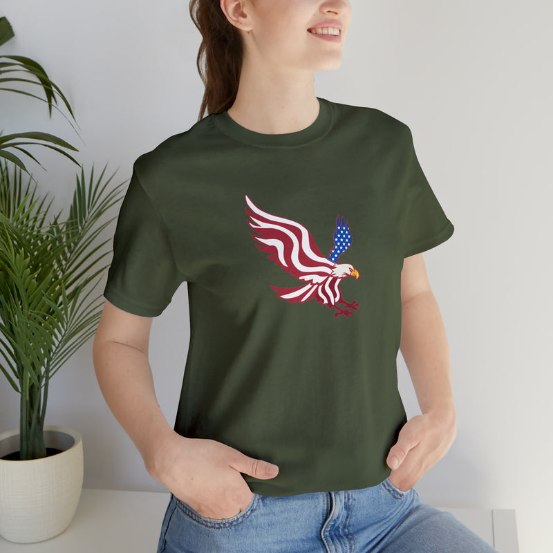 American Flag Bald Eagle Short Sleeve Tee - Soft & Comfortable - Patriotic Clothing - Made in the USA