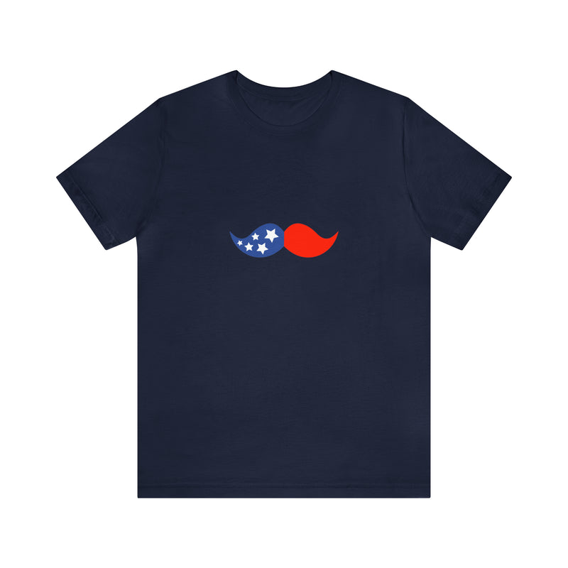 4th of July Mustache Jersey Short Sleeve Tee - Soft & Comfortable - Patriotic Clothing - Made in the USA