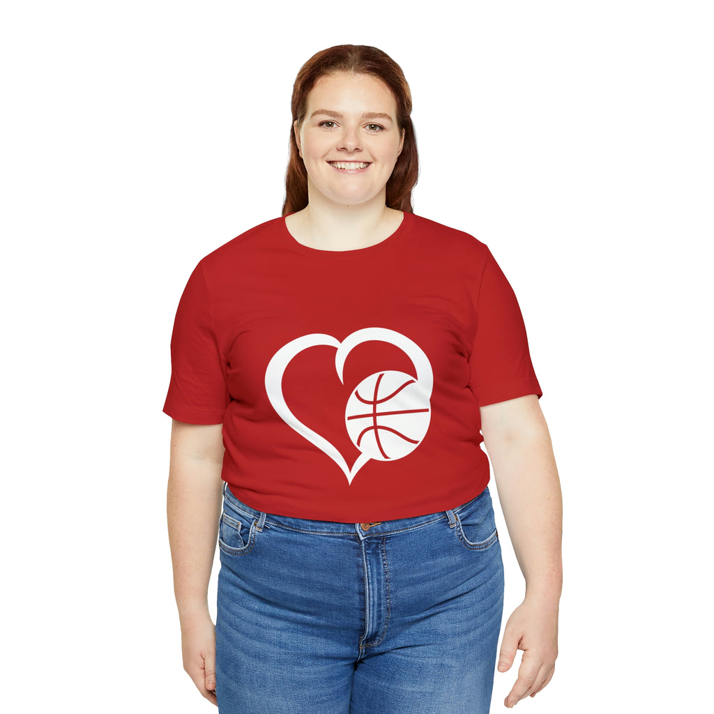 Basketball Heart Short-Sleeve Tee - Cute & Stylish T-Shirt for Basketball Lovers - Soft & Comfortable