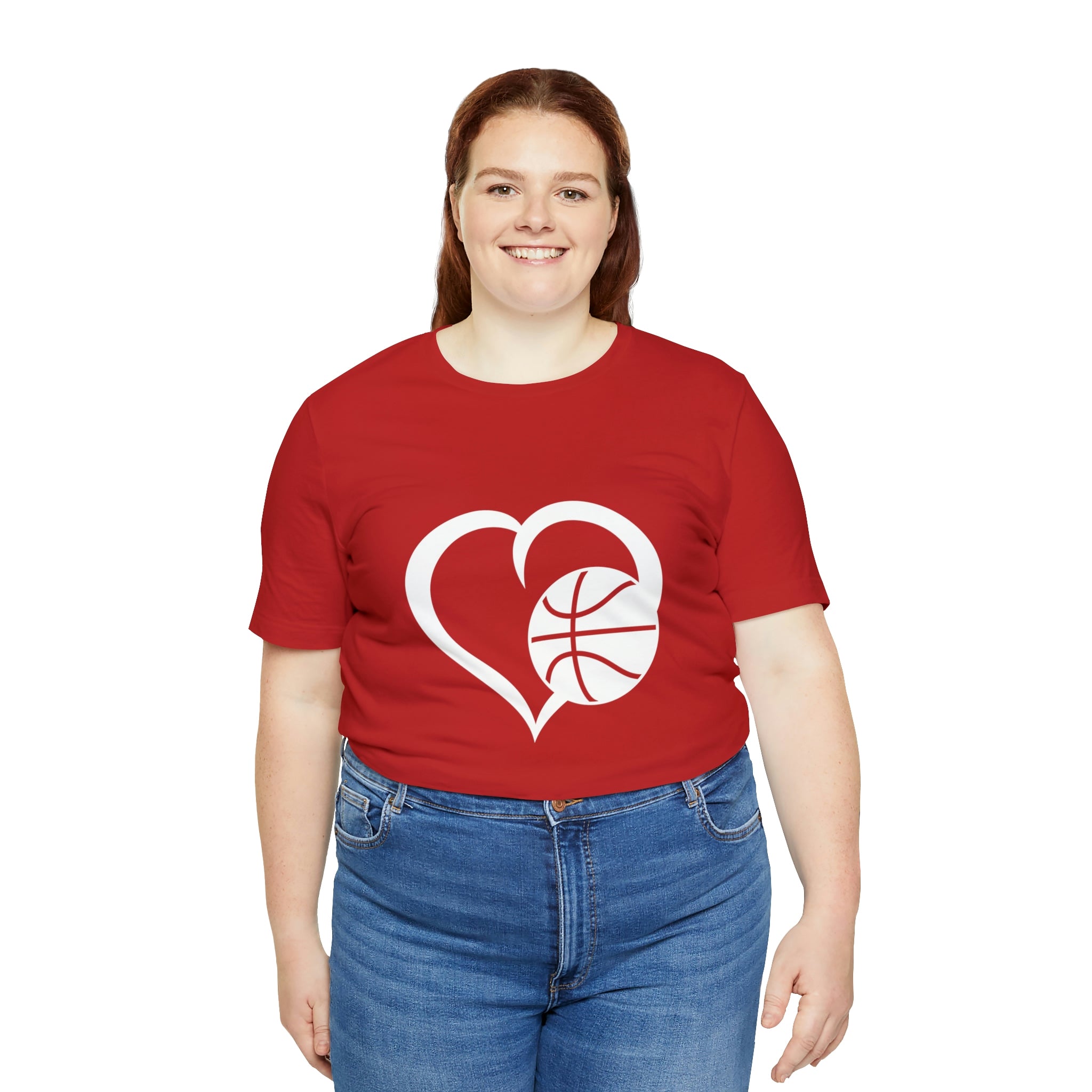 Basketball Heart Short-Sleeve Tee - Cute & Stylish T-Shirt for Basketball Lovers - Soft & Comfortable