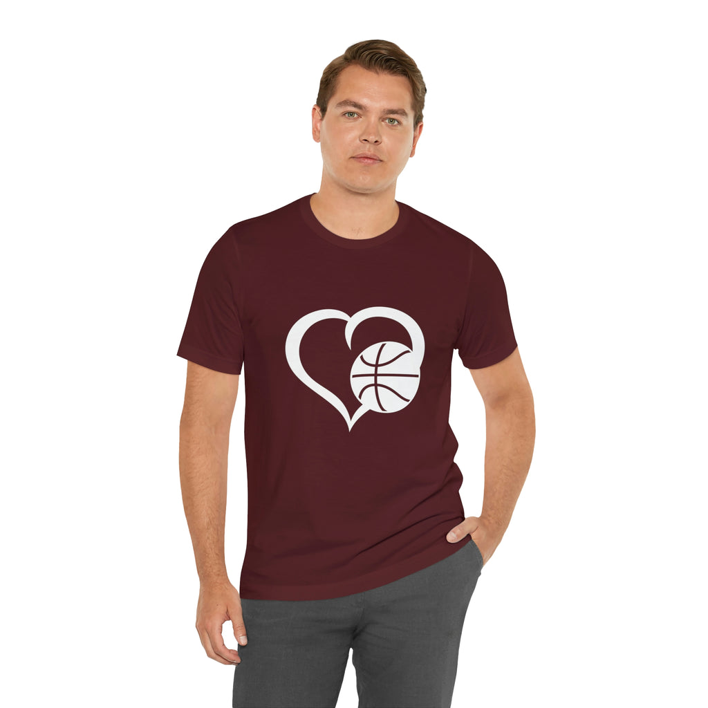Basketball Heart Short-Sleeve Tee - Cute & Stylish T-Shirt for Basketball Lovers - Soft & Comfortable