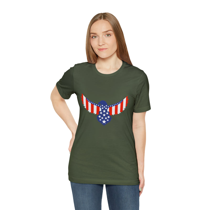 American Flag Eagle Short Sleeve Tee - Soft & Comfortable - Patriotic Clothing - Made in the USA