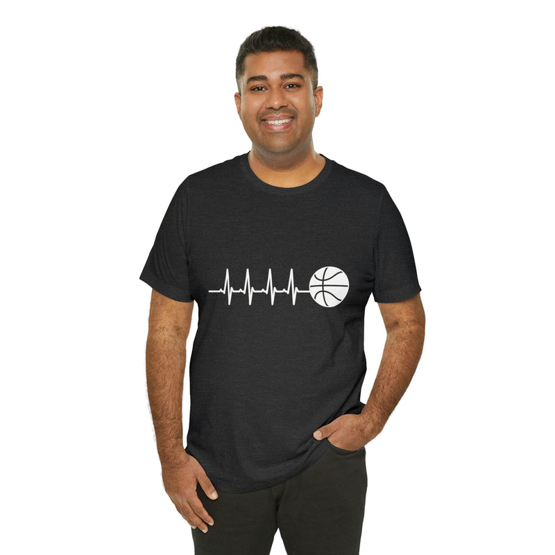 Basketball Pulse Short-Sleeve Tee - Funny & Fan T-Shirt for Basketball Lovers - Soft & Comfortable - Made in the USA