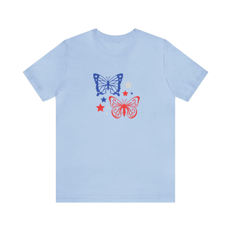 4th of July Butterflies Unisex Jersey Short Sleeve Tee - Patriotic Clothing - Made in the USA