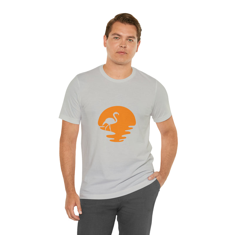 Flamingo Sunset Unisex Jersey Short-Sleeve Tee - Tropical & Relaxing T-Shirt for Flamingo Lovers - Soft & Comfortable - Made in the USA