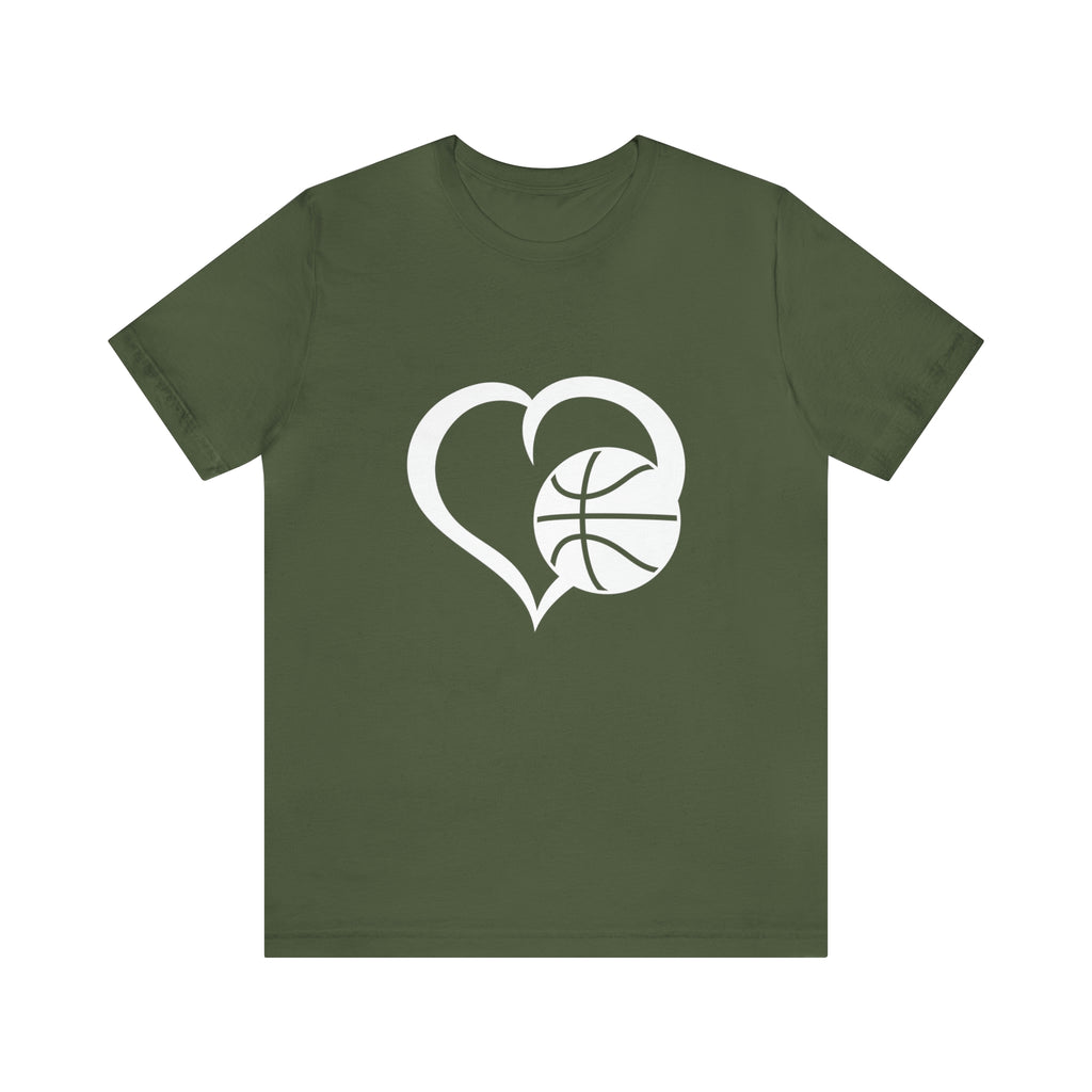 Basketball Heart Short-Sleeve Tee - Cute & Stylish T-Shirt for Basketball Lovers - Soft & Comfortable