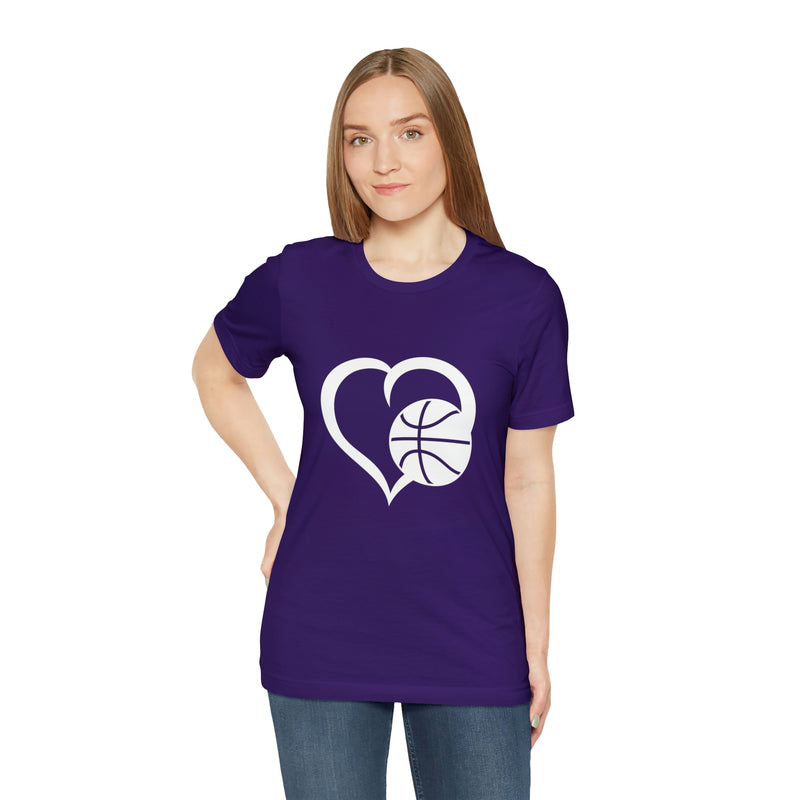 Basketball Heart Short-Sleeve Tee - Cute & Stylish T-Shirt for Basketball Lovers - Soft & Comfortable - Made in the USA