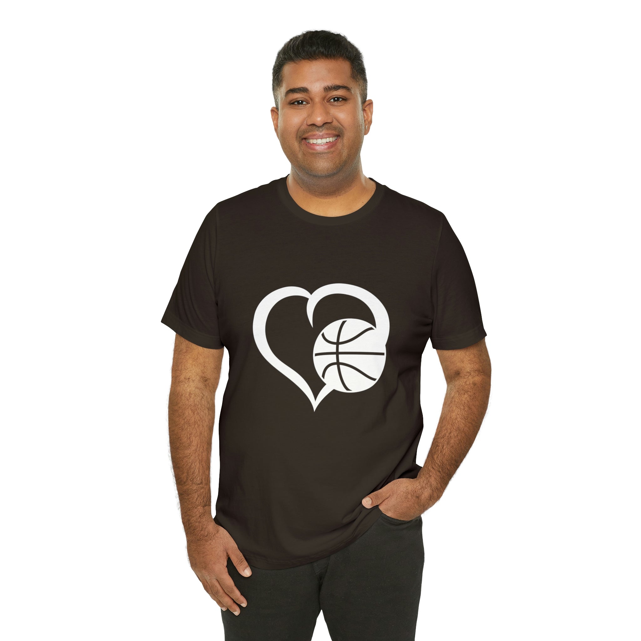 Basketball Heart Short-Sleeve Tee - Cute & Stylish T-Shirt for Basketball Lovers - Soft & Comfortable