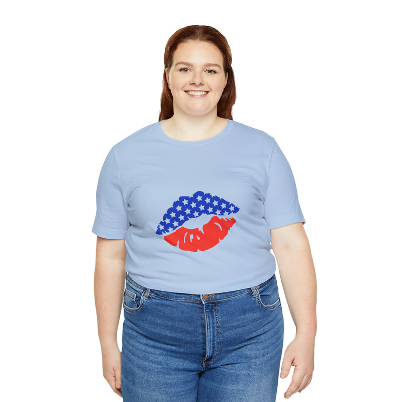 American Lips Short Sleeve Tee - Soft & Comfortable - Patriotic Clothing - Made in the USA