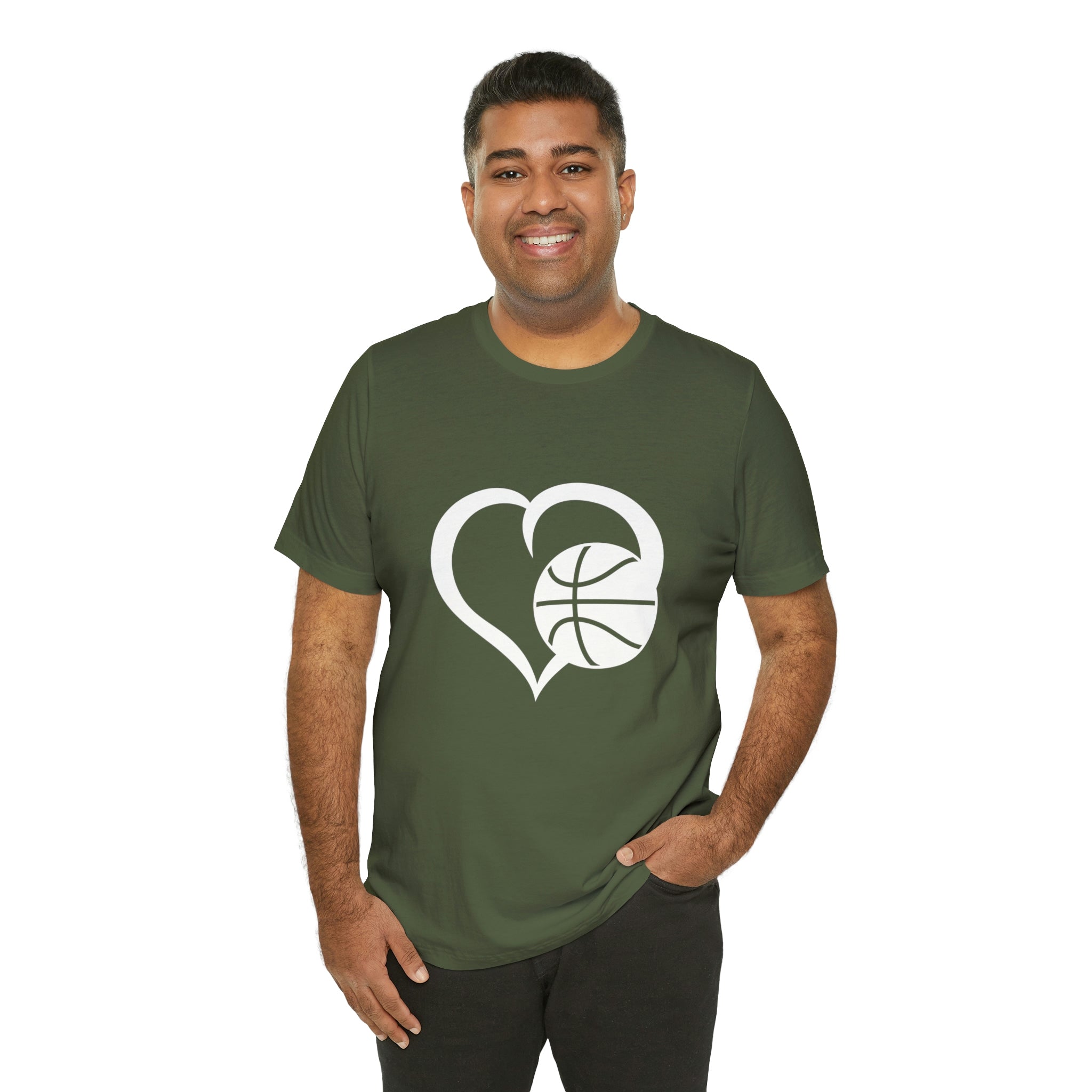 Basketball Heart Short-Sleeve Tee - Cute & Stylish T-Shirt for Basketball Lovers - Soft & Comfortable