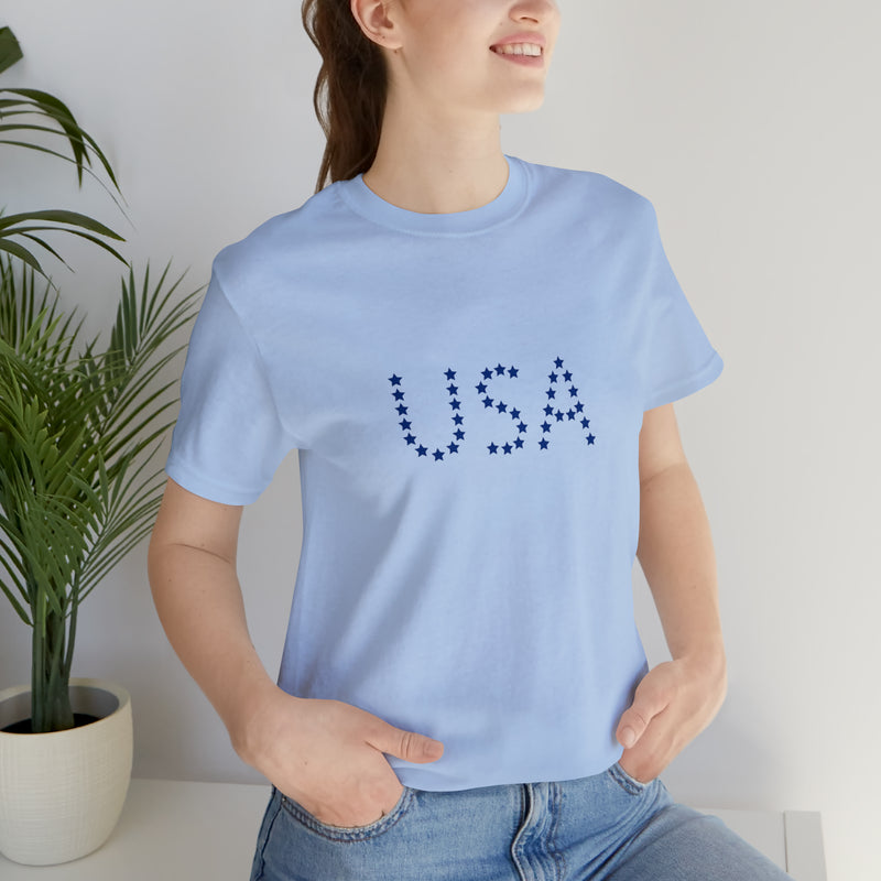 Blue USA Stars Short Sleeve Tee - Patriotic Clothing - Made in the USA