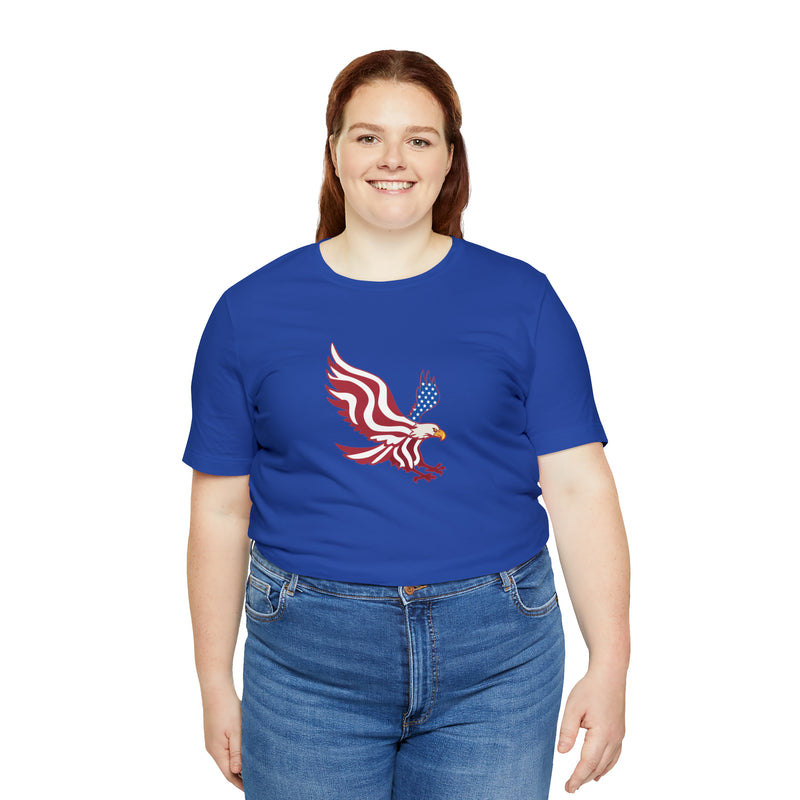 American Flag Bald Eagle Short Sleeve Tee - Soft & Comfortable - Patriotic Clothing - Made in the USA