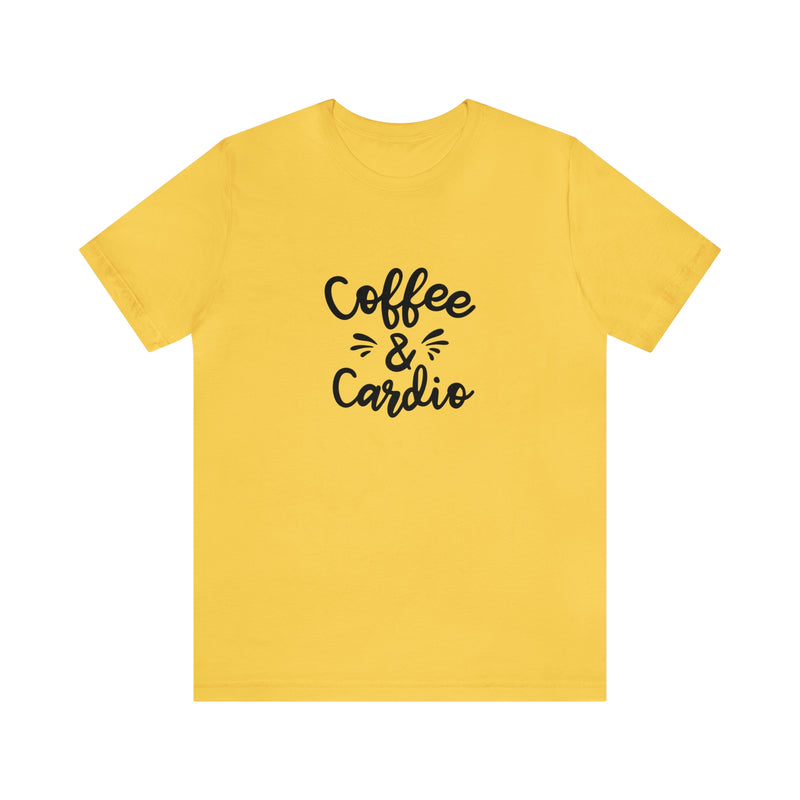 Coffee & Cardio Unisex Jersey Short-Sleeve Tee - Funny & Motivational T-Shirt for Coffee Lovers & Fitness Enthusiasts - Soft & Comfortable - Made in the USA