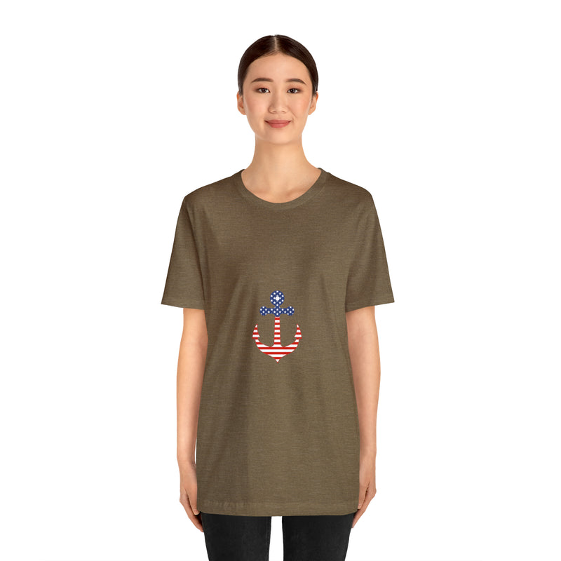 American Flag Anchor Short Sleeve Tee - Patriotic Clothing - Made in the USA