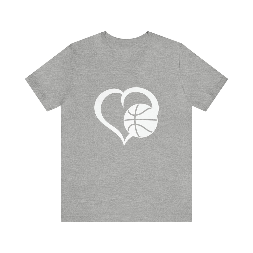 Basketball Heart Short-Sleeve Tee - Cute & Stylish T-Shirt for Basketball Lovers - Soft & Comfortable