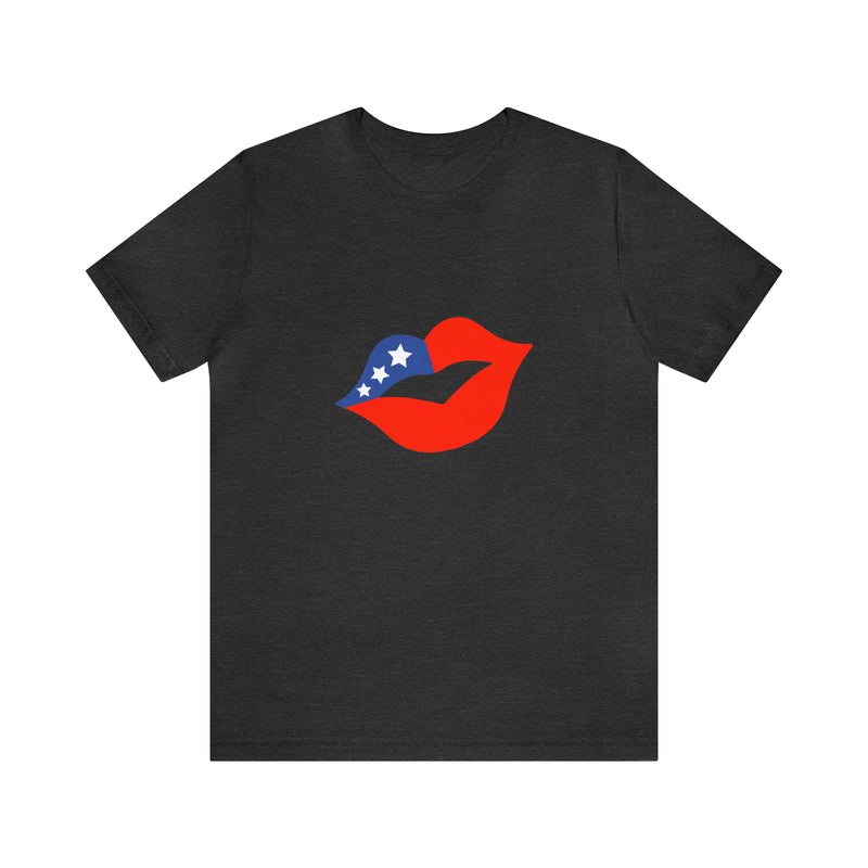 4th of July Lips Jersey Short Sleeve Tee - Soft & Comfortable - Patriotic Clothing - Made in the USA