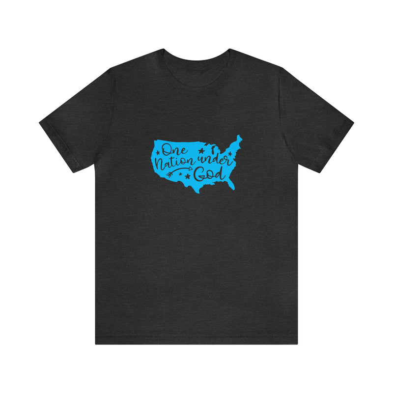 One Nation Under God USA Map Jersey Short Sleeve Tee - Soft & Comfortable - Patriotic Clothing - Made in the USA