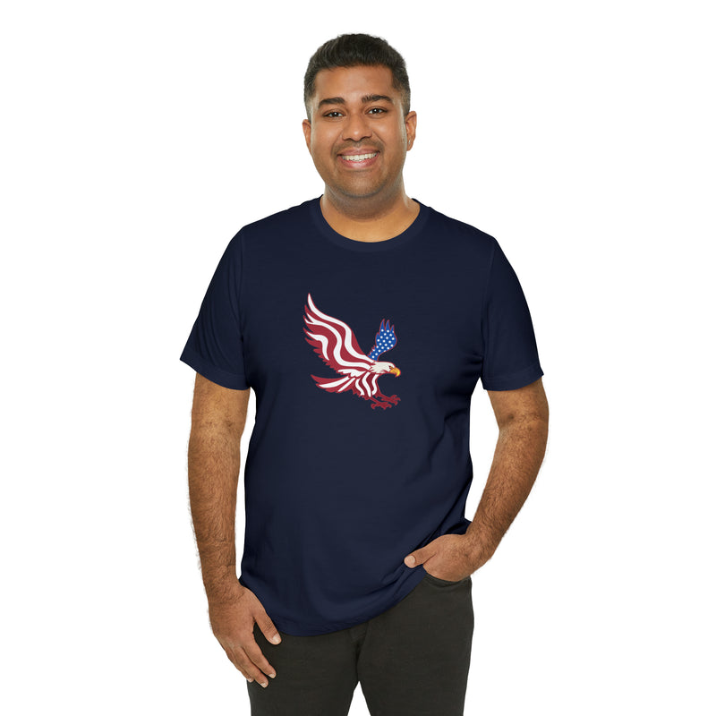 American Flag Bald Eagle Short Sleeve Tee - Soft & Comfortable - Patriotic Clothing - Made in the USA