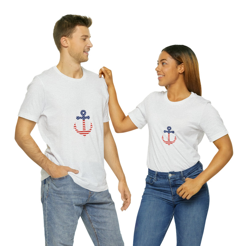 American Flag Anchor Short Sleeve Tee - Patriotic Clothing - Made in the USA