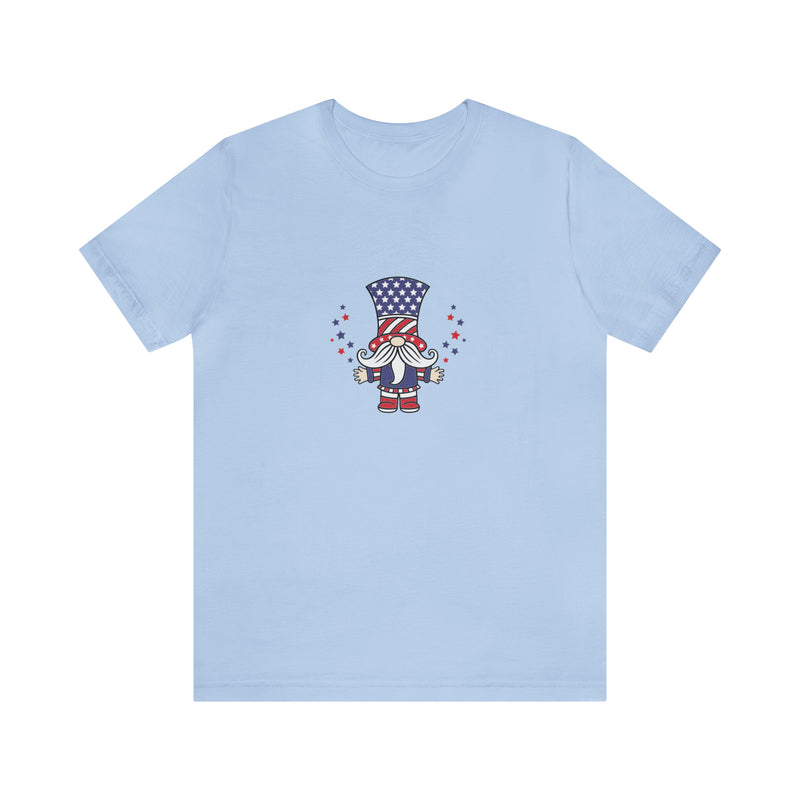 4th of July Patriotic Gnome Jersey Short Sleeve Tee - Soft & Comfortable - Made in the USA