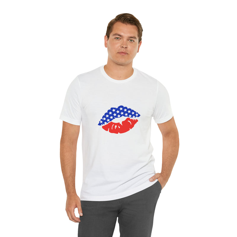 American Lips Short Sleeve Tee - Soft & Comfortable - Patriotic Clothing - Made in the USA